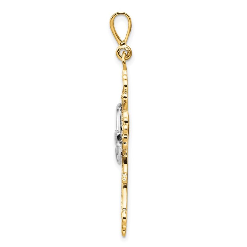 14k Two-tone Gold Claddagh Cross Pendant