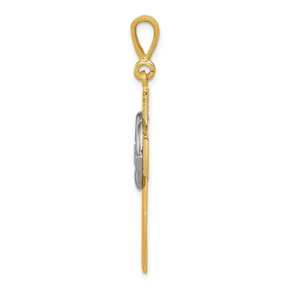 14k Two-tone Gold Claddagh Cross Pendant