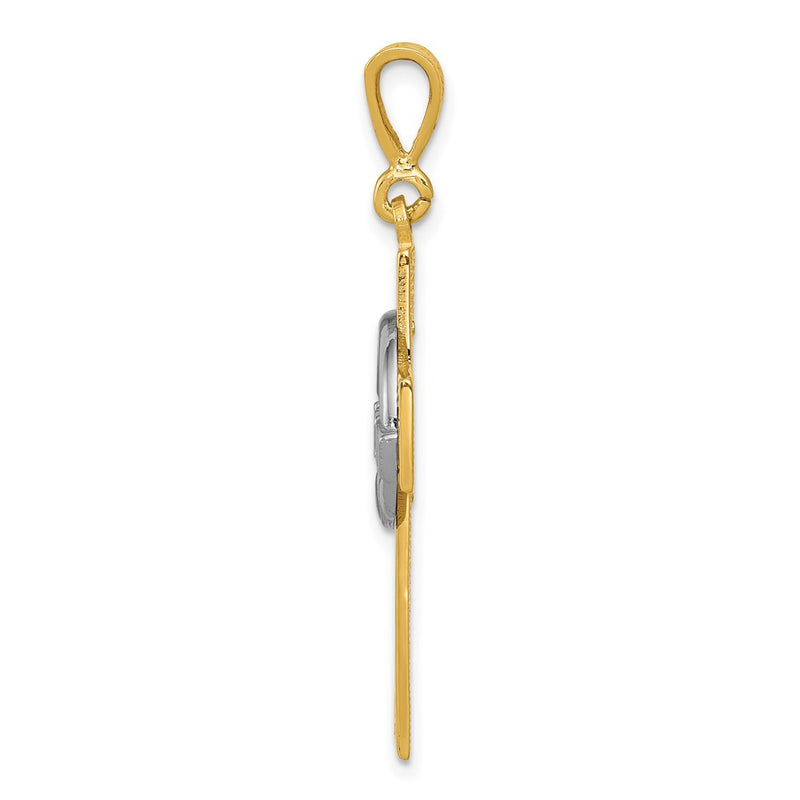 14k Two-tone Gold Claddagh Cross Pendant