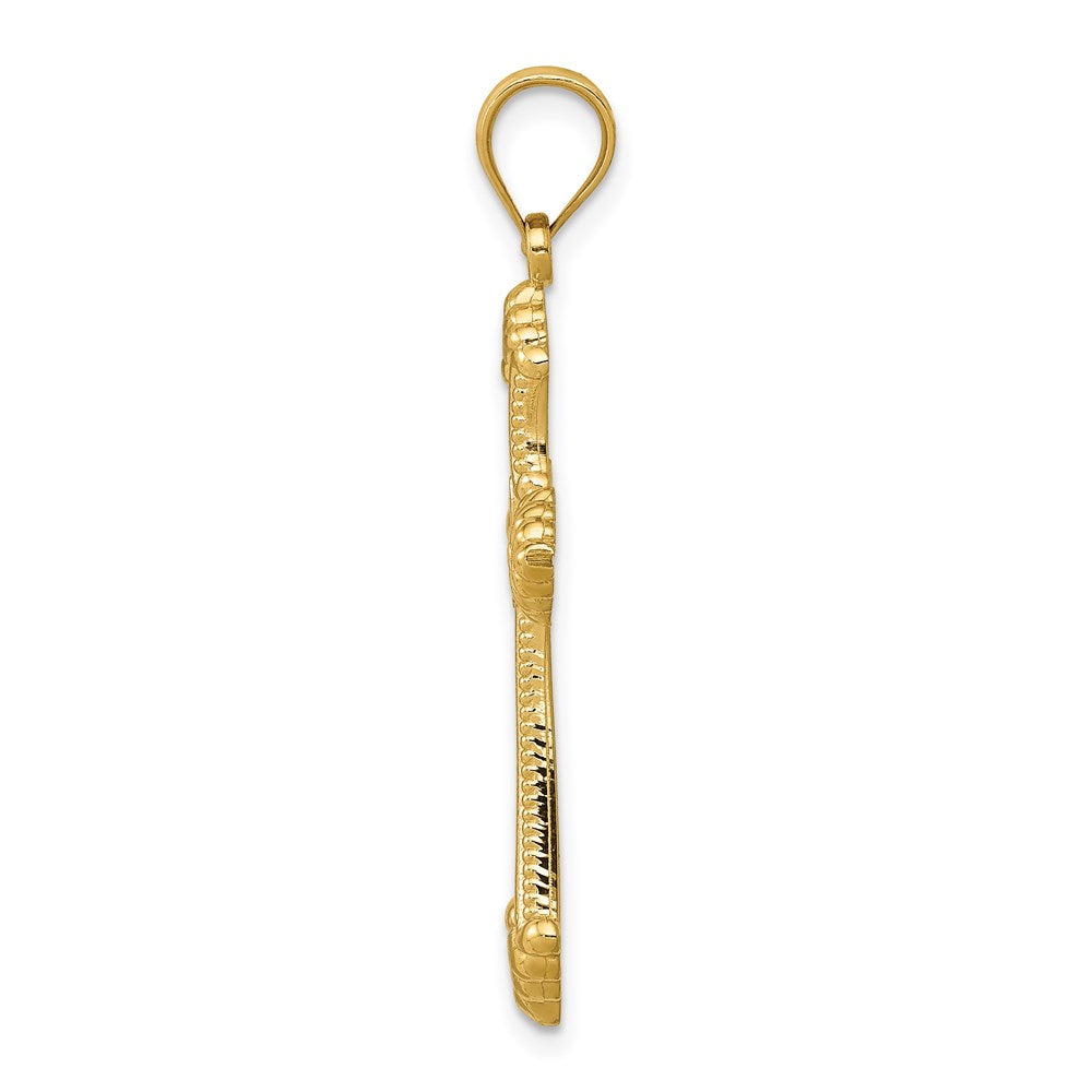 14k Yellow Gold Polished Cross Pendant