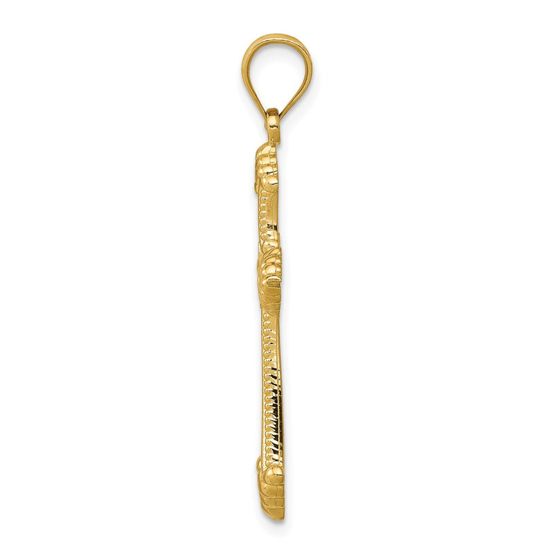 14k Yellow Gold Polished Cross Pendant