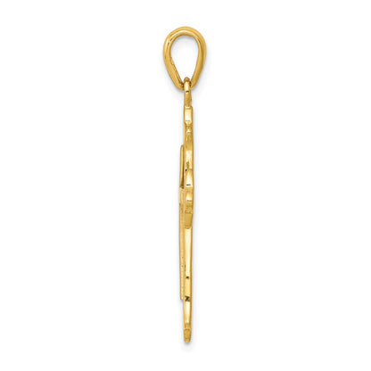 14k Two-tone Gold Fleur De Lis Cross Pendant
