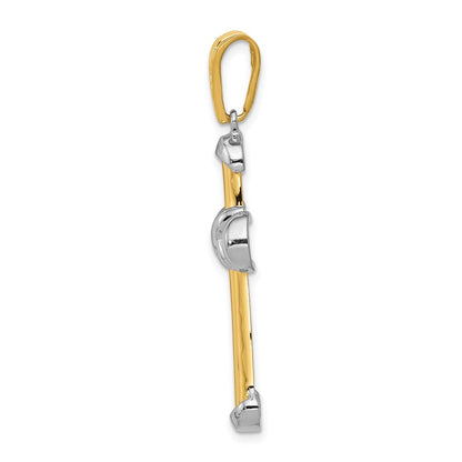 14k Two-tone Gold Fancy Cross Pendant