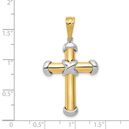 14k Two-tone Gold Fancy Cross Pendant