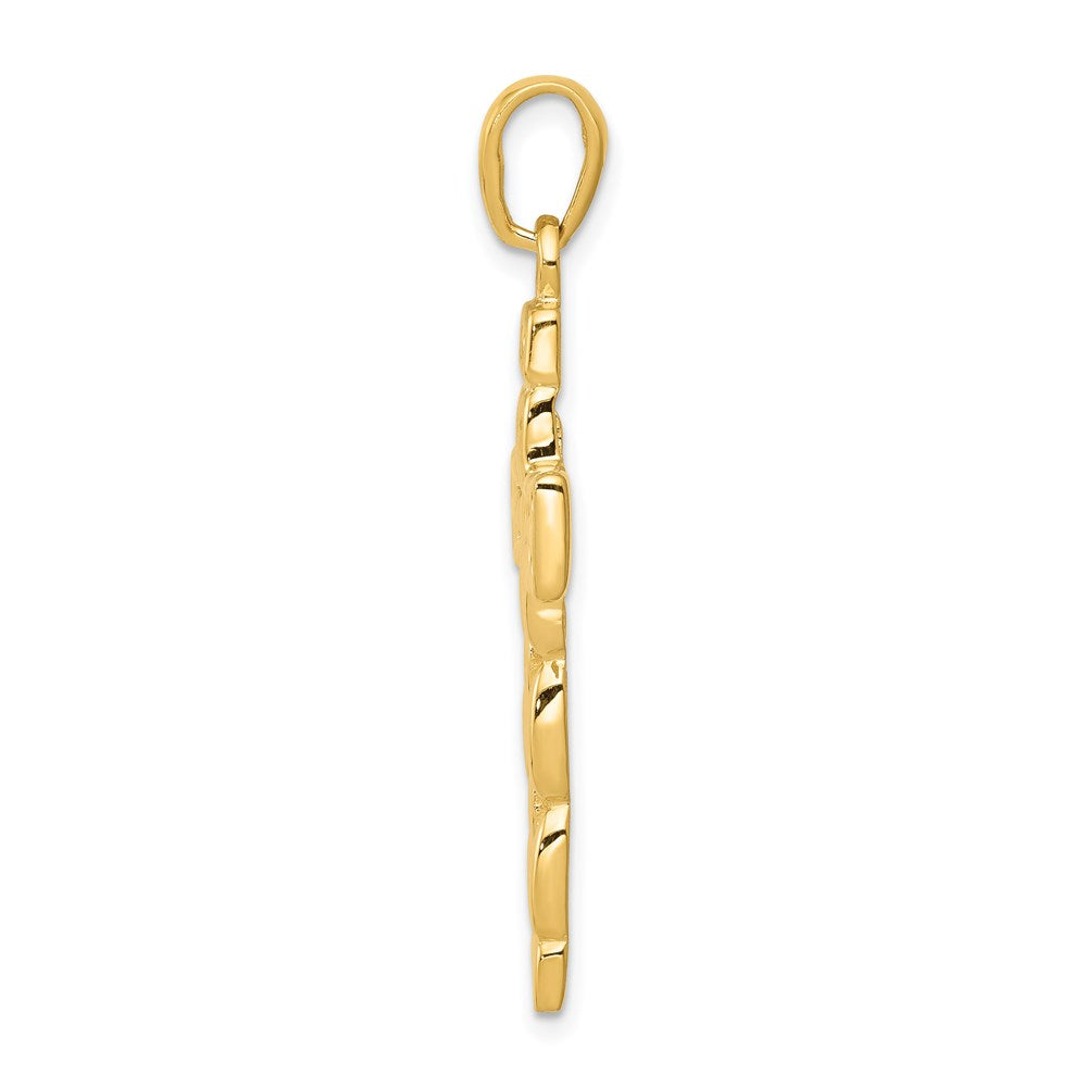 14k Yellow Gold Polished Panther Link Style Cross Pendant