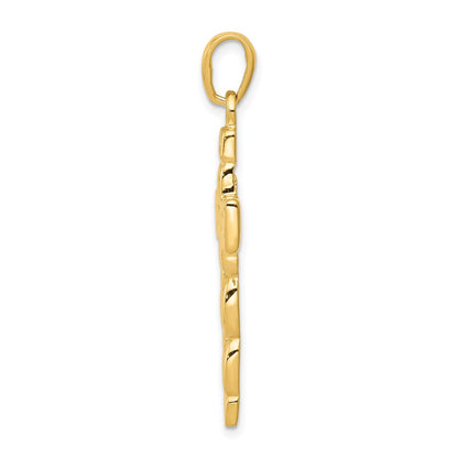 14k Yellow Gold Polished Panther Link Style Cross Pendant
