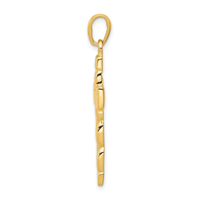 14k Yellow Gold Polished Panther Link Style Cross Pendant