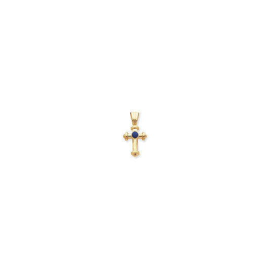 14k Yellow Gold Lapis Cabochon Cross Pendant