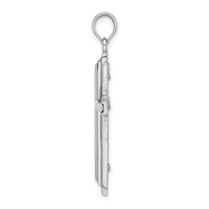 14k White Gold Polished Cross Pendant