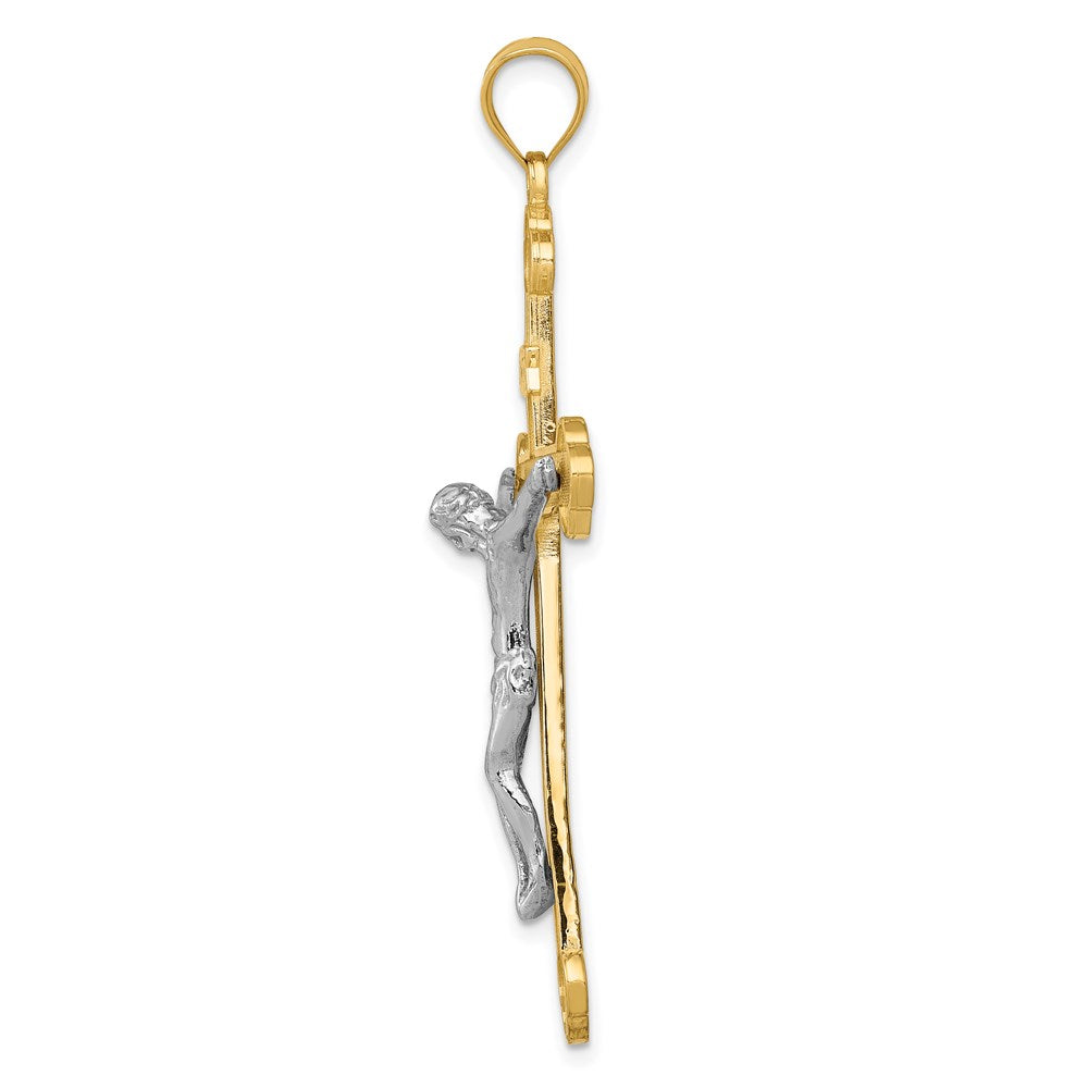 14k Two-tone Gold INRI Crucifix Pendant