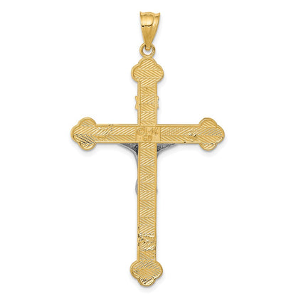 14k Two-tone Gold INRI Crucifix Pendant