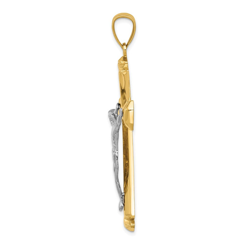 14k Two-tone Gold Polished Two-tone Gold Crucifix Pendant