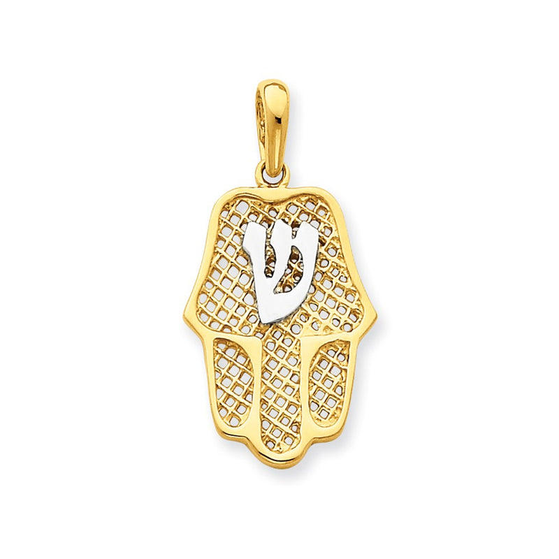 14k Yellow & Rhodium Gold w/Rhodium Chamseh Pendant