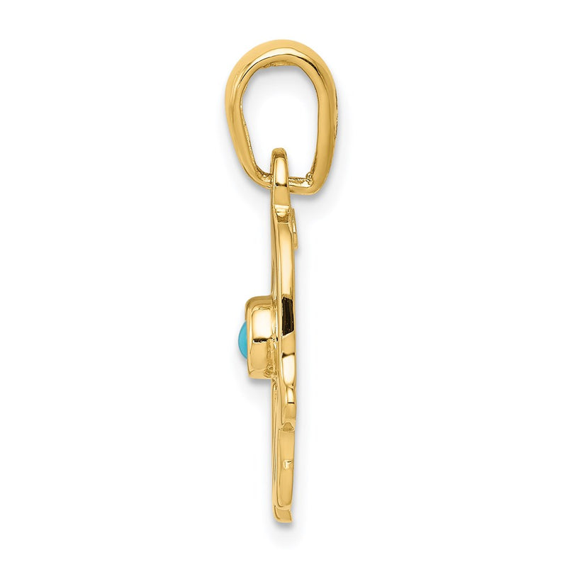 14k Yellow Gold Turquoise Chamseh Pendant