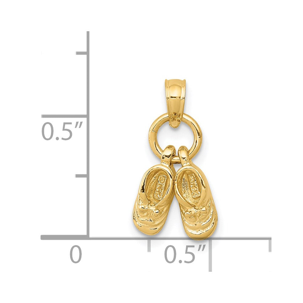 14k Yellow Gold 3D Moveable Baby Shoes Charm