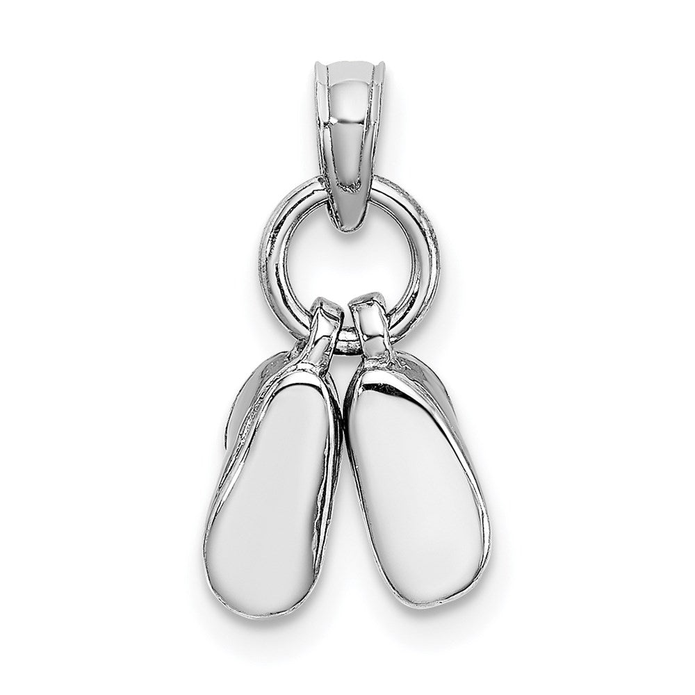 14k White Gold 3D Moveable White Gold Baby Shoes Charm