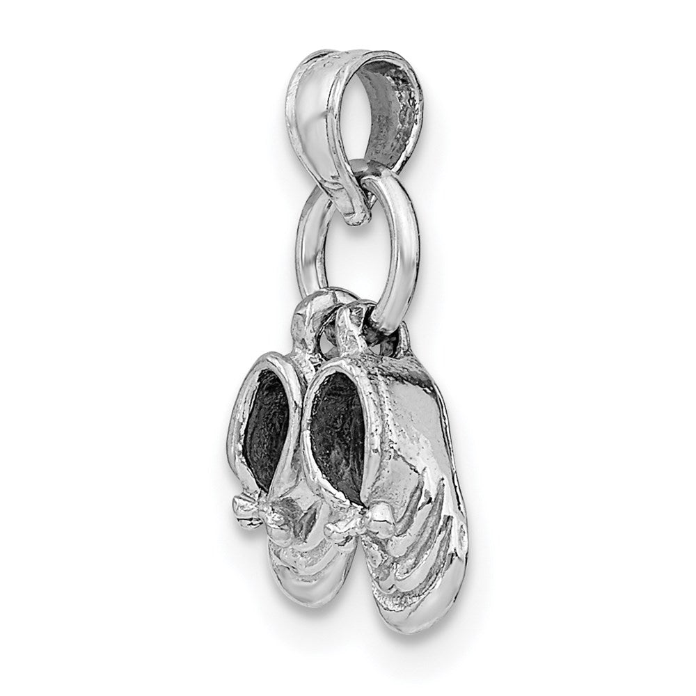 14k White Gold 3D Moveable White Gold Baby Shoes Charm