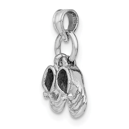 14k White Gold 3D Moveable White Gold Baby Shoes Charm