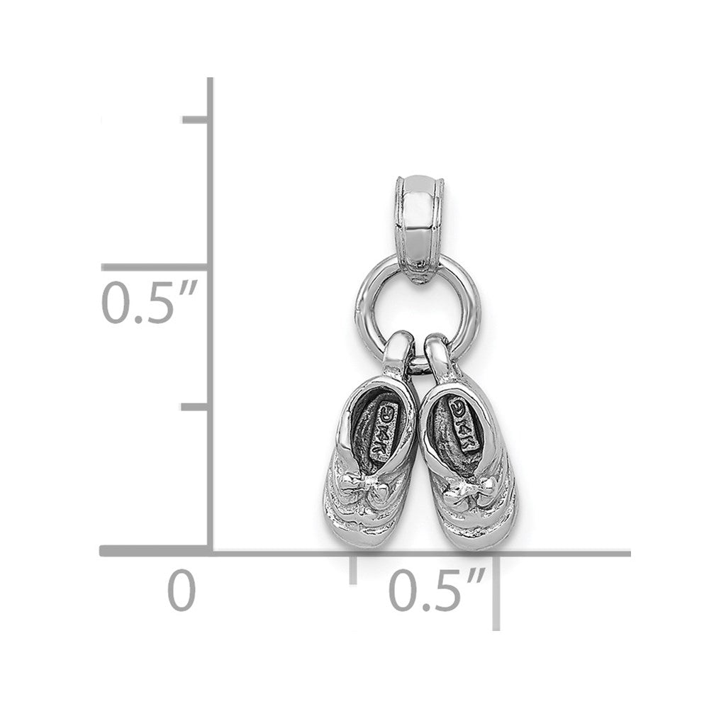 14k White Gold 3D Moveable White Gold Baby Shoes Charm