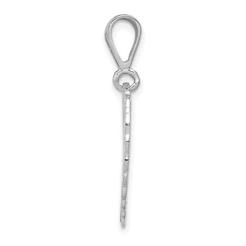 14k White Gold Polished Reversible For My Mom Heart Pendant