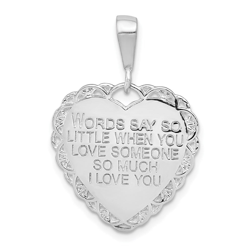 14k White Gold Polished Reversible For My Mom Heart Pendant