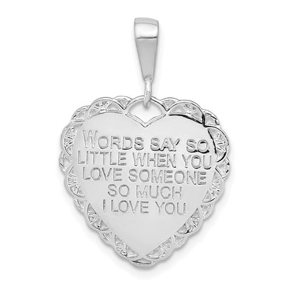 14k White Gold Polished Reversible For My Mom Heart Pendant
