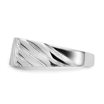 14K White Gold 7.5mm x 16.3mm Open Back Men's Signet Ring
