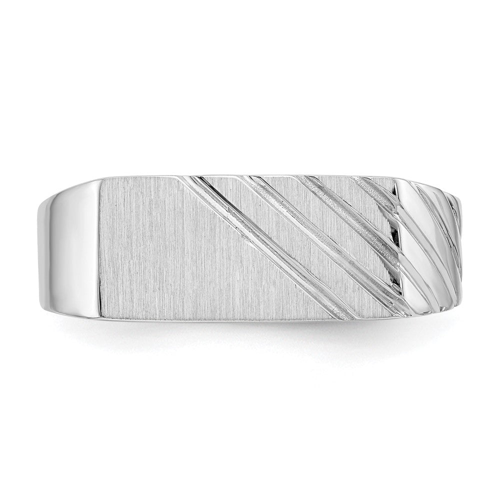 14K White Gold 7.5mm x 16.3mm Open Back Men's Signet Ring