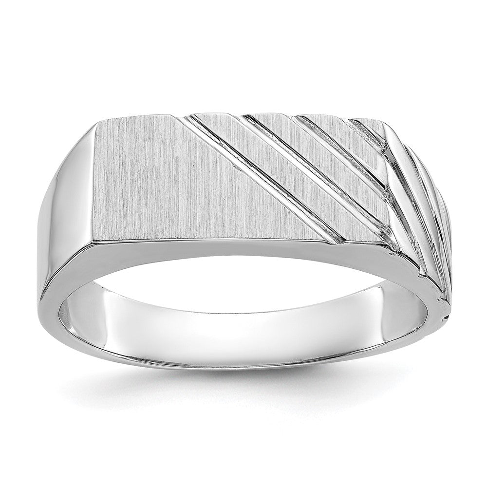 14K White Gold 7.5mm x 16.3mm Open Back Men's Signet Ring