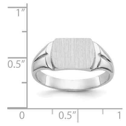 14K White Gold 8.0x10.5mm Closed Back Signet Ring
