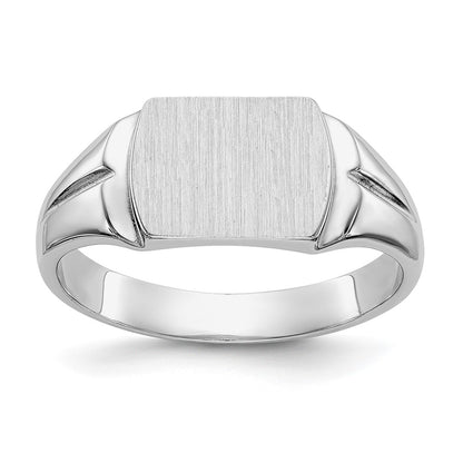 14K White Gold 8.0x10.5mm Closed Back Signet Ring