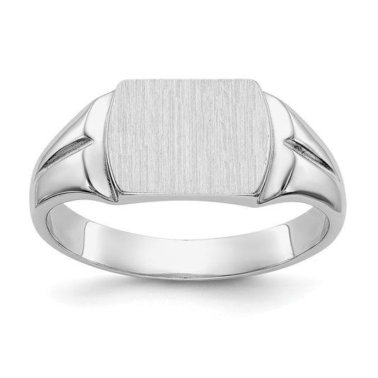 14K White Gold 8.0x10.5mm Closed Back Signet Ring