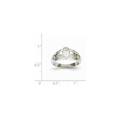 14k White Gold Ladies Claddagh Ring