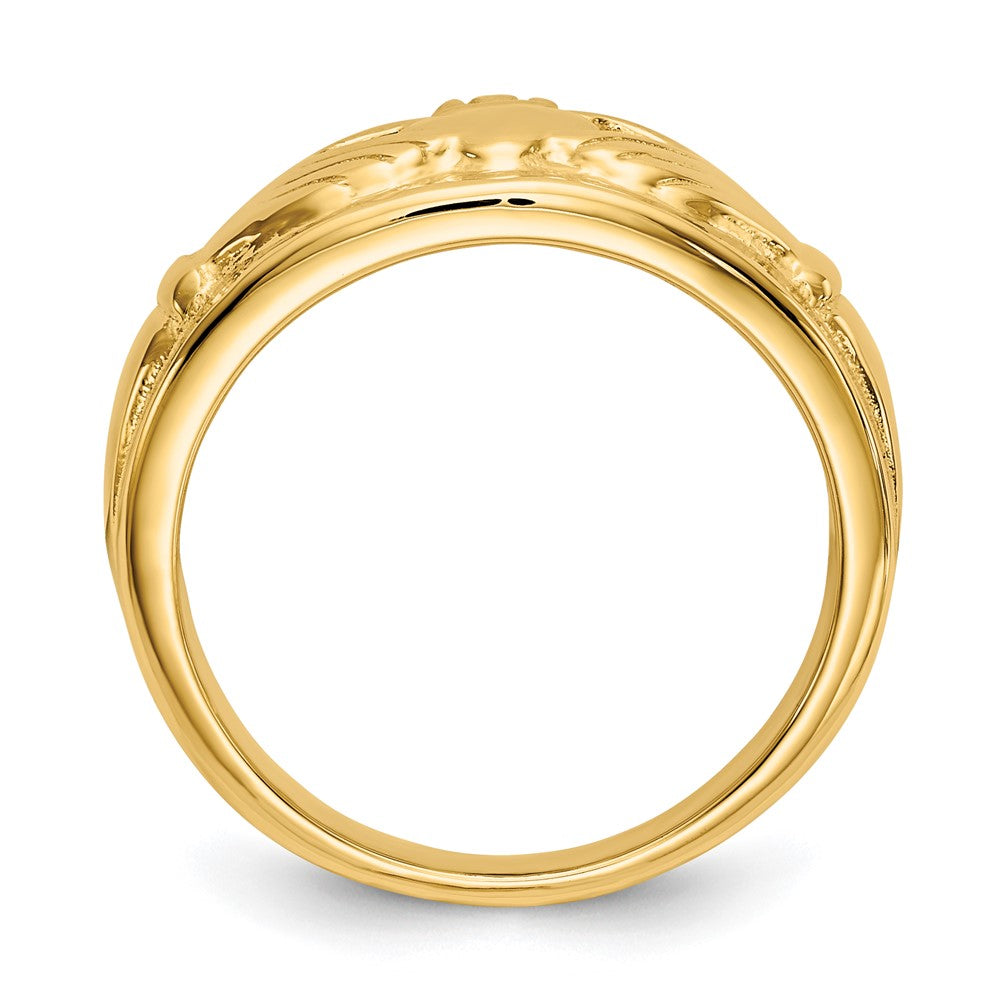 14K Yellow Gold Polished Ladies Claddagh Ring