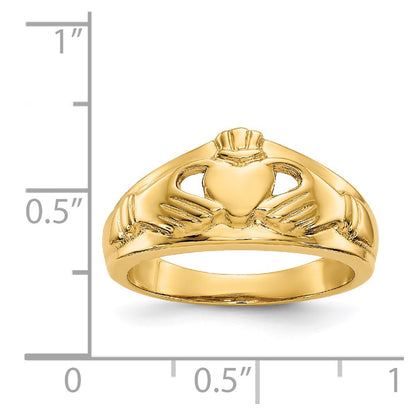 14K Yellow Gold Polished Ladies Claddagh Ring