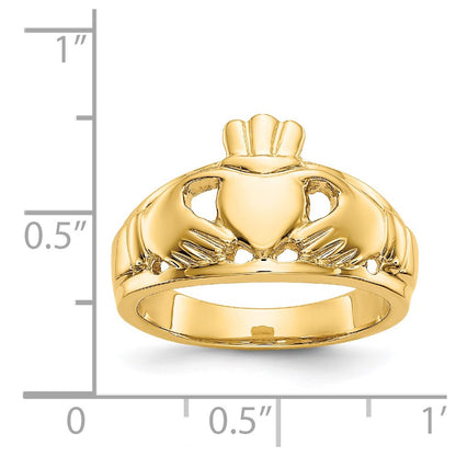 14K Yellow Gold Polished Ladies Claddagh Ring