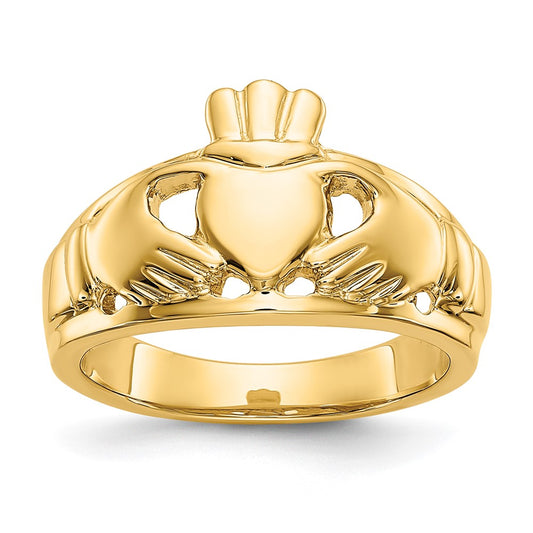 14K Yellow Gold Polished Ladies Claddagh Ring