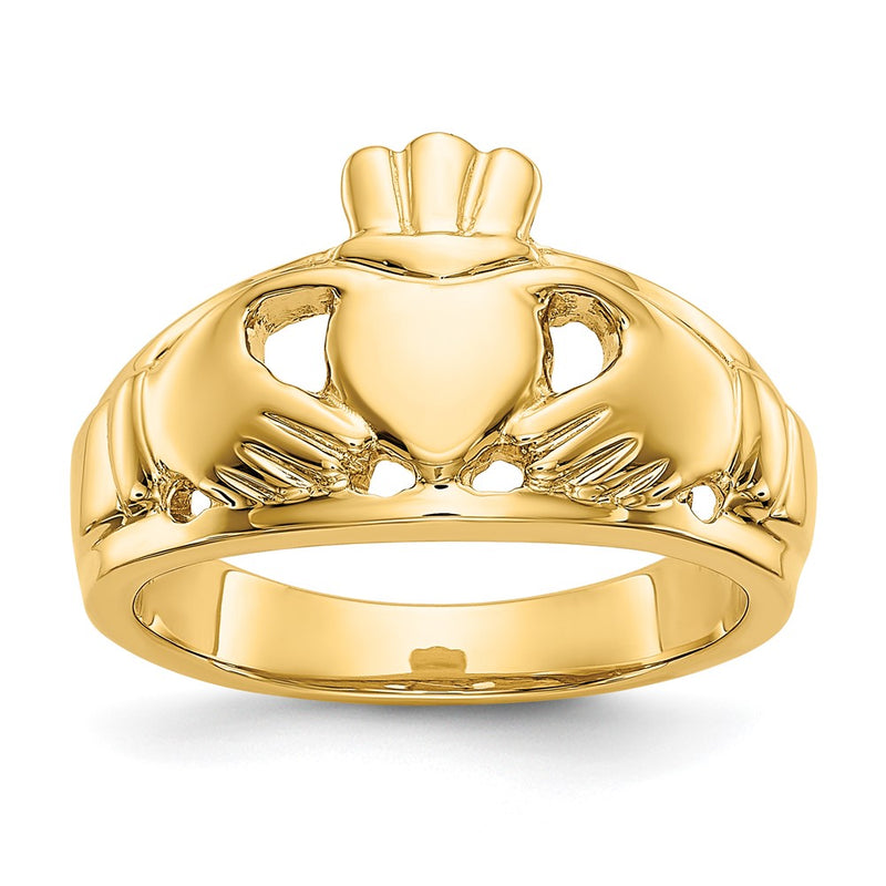 14K Yellow Gold Polished Ladies Claddagh Ring