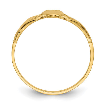14K Yellow Gold Polished Ladies Claddagh Ring