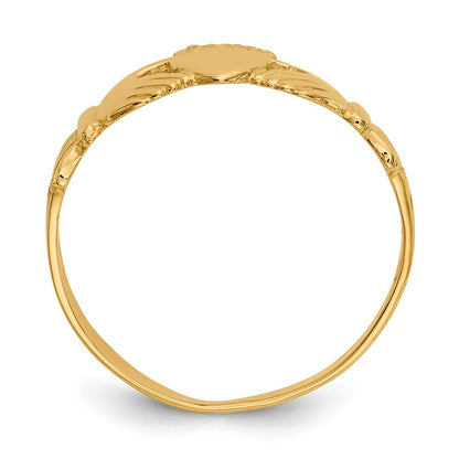 14K Yellow Gold Polished Ladies Claddagh Ring