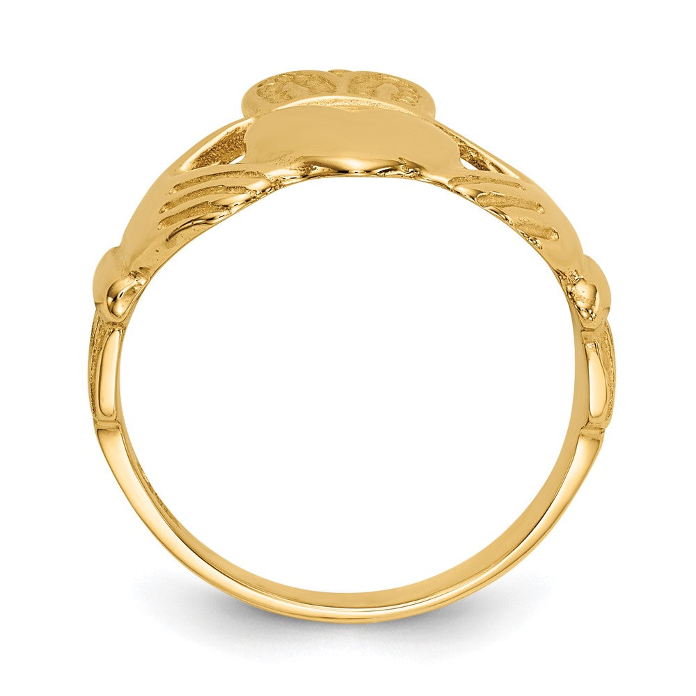 14K Yellow Gold Polished Ladies Claddagh Ring