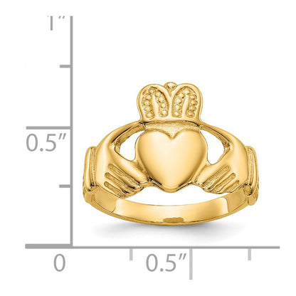 14K Yellow Gold Polished Ladies Claddagh Ring