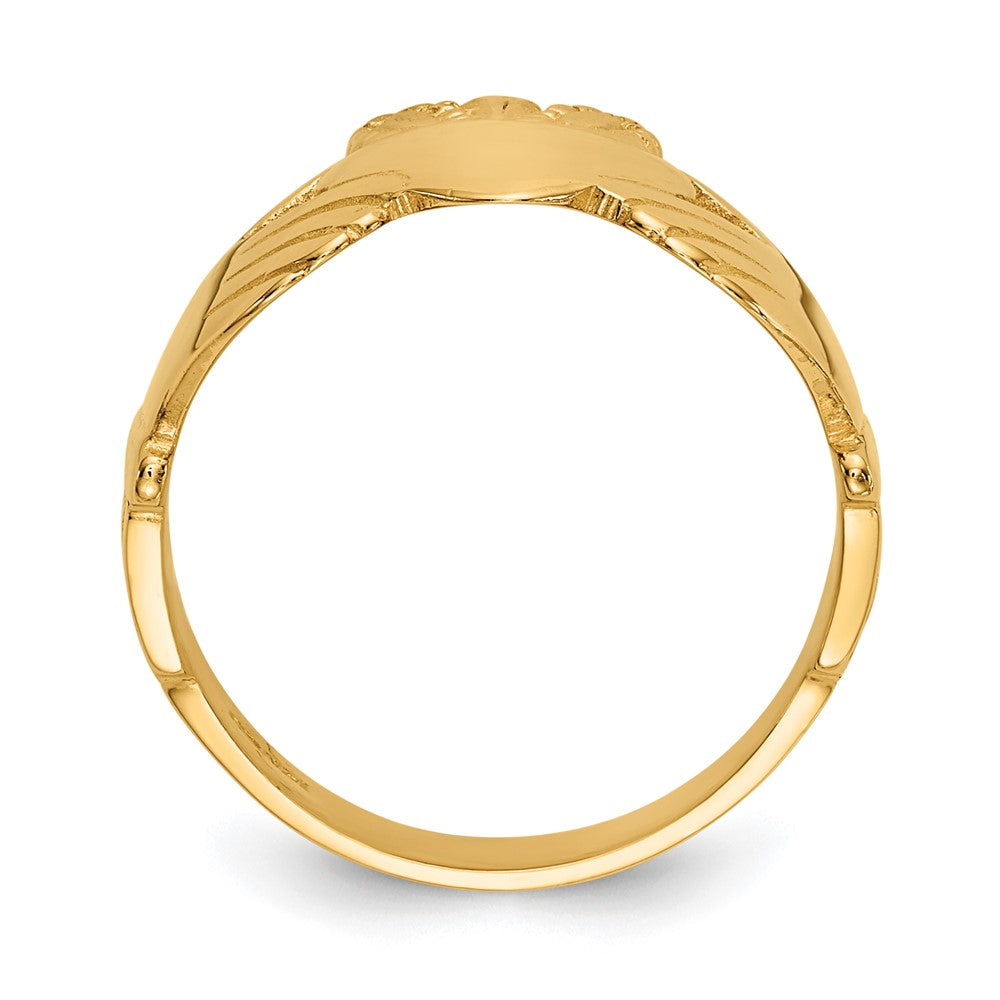 14K Yellow Gold Polished Ladies Claddagh Ring