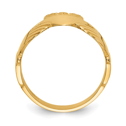 14K Yellow Gold Polished Ladies Claddagh Ring