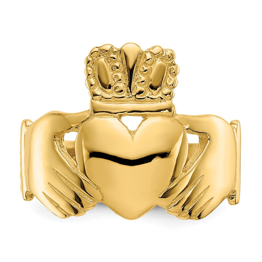 14K Yellow Gold Polished Ladies Claddagh Ring