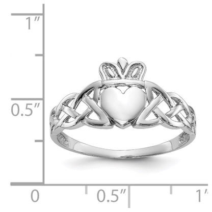 14k White Gold Mens Claddagh Ring