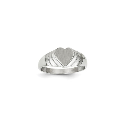 14k White Gold Childs Heart Signet Ring