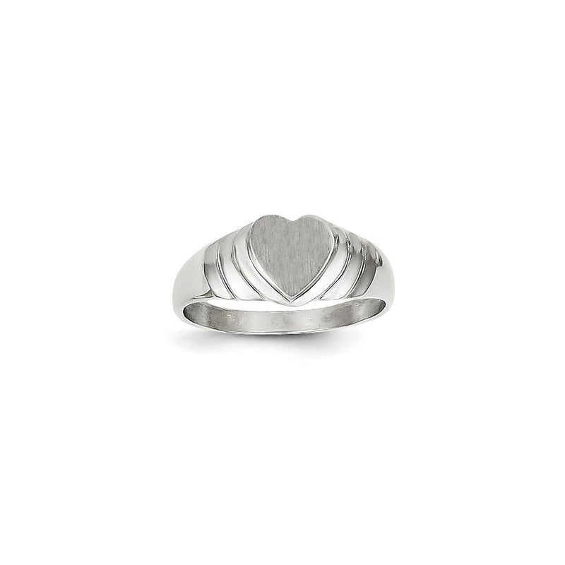 14k White Gold Childs Heart Signet Ring