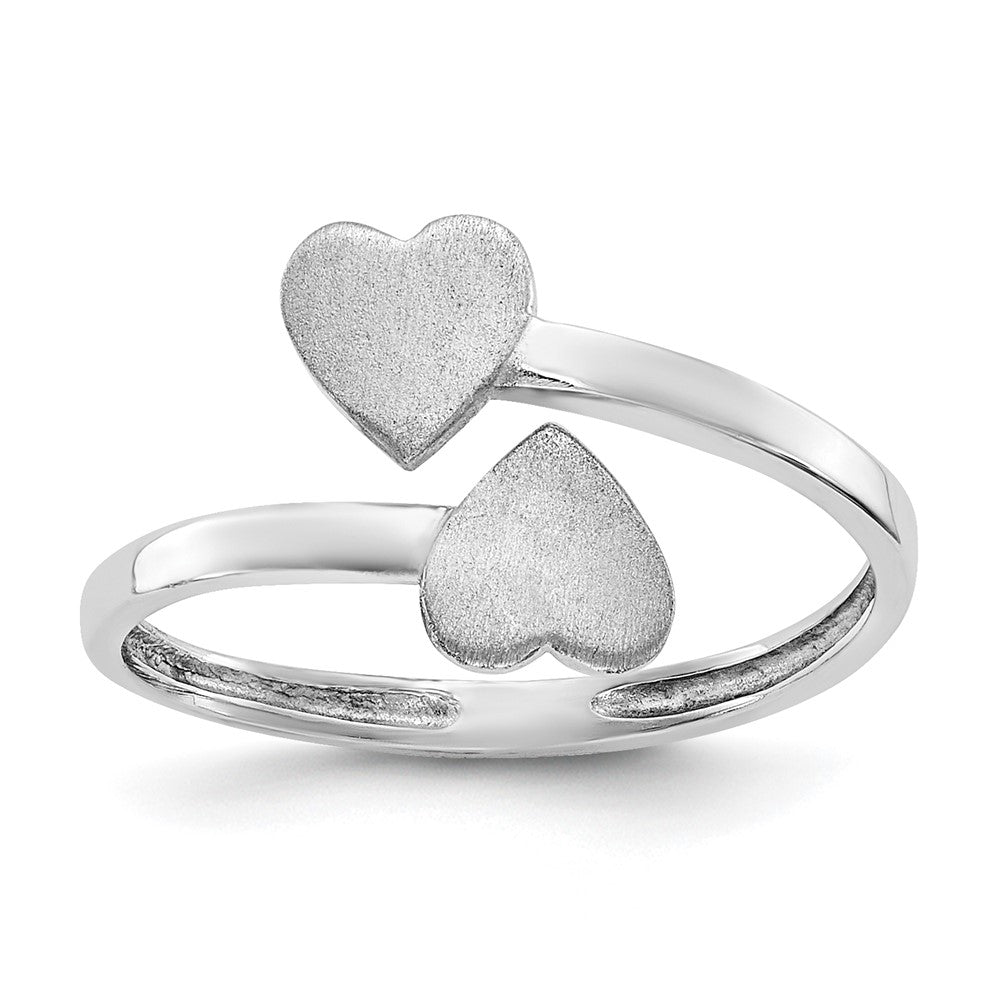 14k White Gold Double Heart Ring