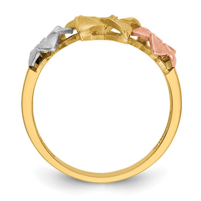 14k Tri-color Gold Plumeria Ring